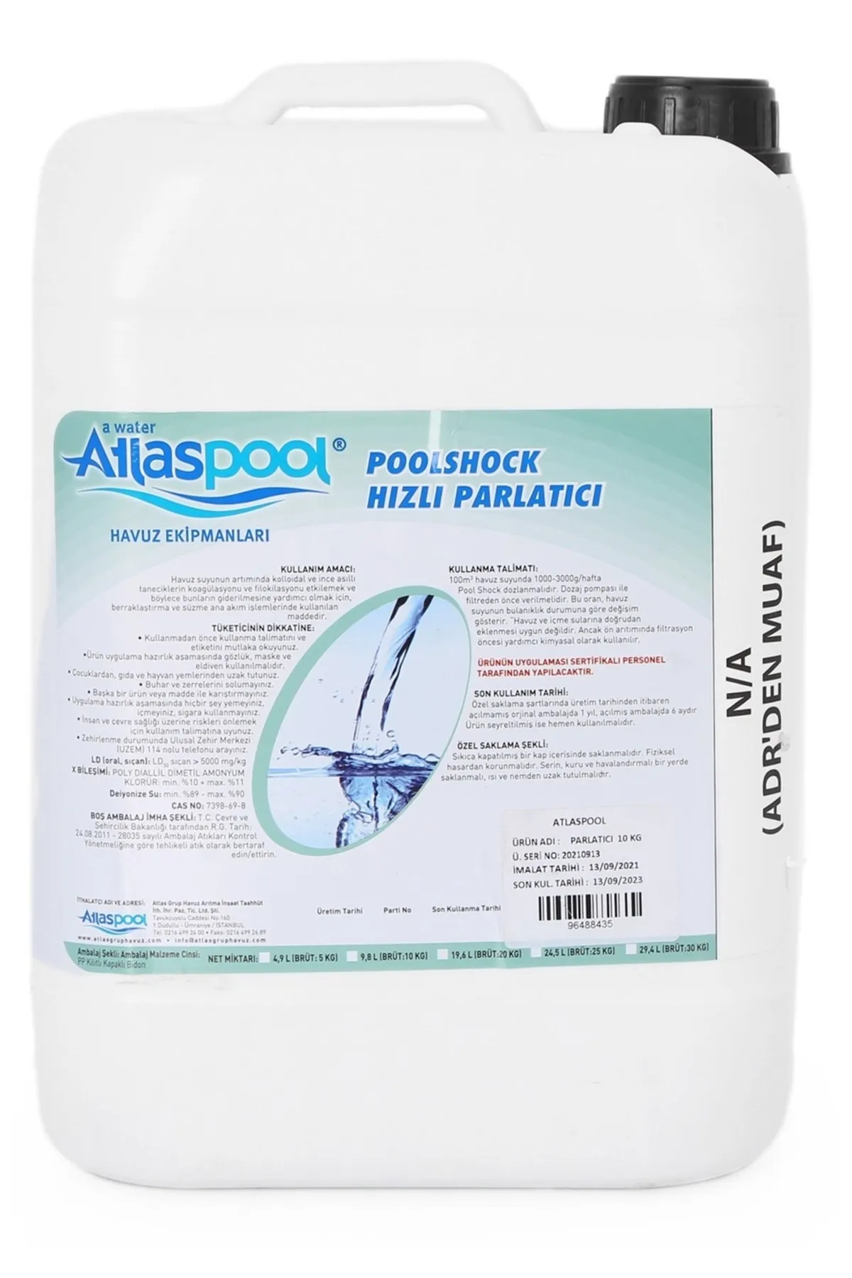 Atlaspool Sıvı Parlatıcı Havuz Kimyasalı 